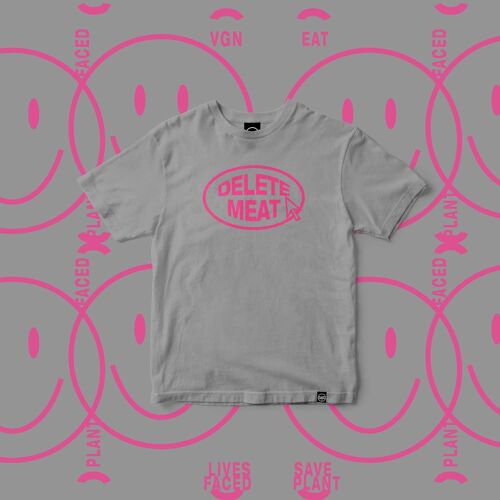 Delete Meat - Candy Pink T-Shirt - XS - Opal Grey