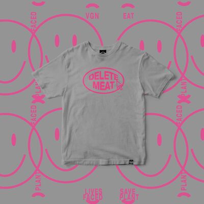 Delete Meat - Candy Pink T-Shirt - Small - Opal Grey