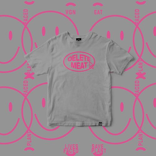 Delete Meat - Candy Pink T-Shirt - Medium - Opal Grey