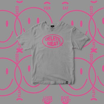 Delete Meat - T-shirt Rose Bonbon - XXL - Gris Opale 1