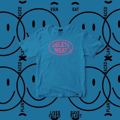 Delete Meat - T-Shirt Rosa Confetto - XS - Blu Royal