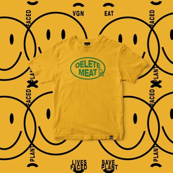 Delete Meat - T-shirt Rose Bonbon - Petit - Jaune Spectra 1