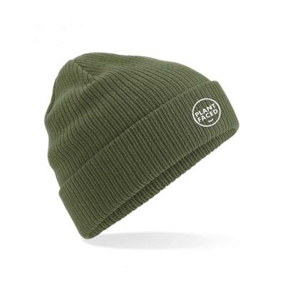 Plant Faced Organic Beanie - Fisherman Oat - Olive
