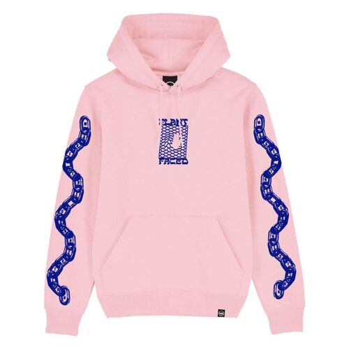 Make The Connection Hoodie - Blue - ORGANIC X RECYCLED - Small - Pink