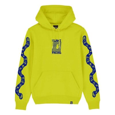 Make The Connection Hoodie - Blue - ORGANIC X RECYCLED - Small - Lime Green