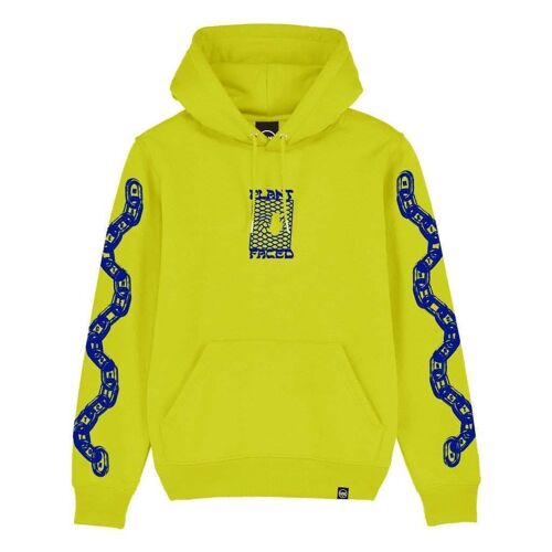 Make The Connection Hoodie - Blue - ORGANIC X RECYCLED - Large - Lime Green