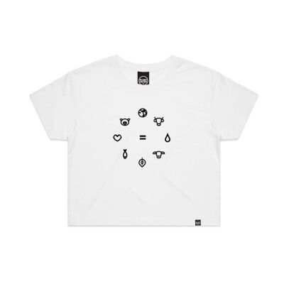 Equal Beings - White x Black Crop Tee - Large - White x Black