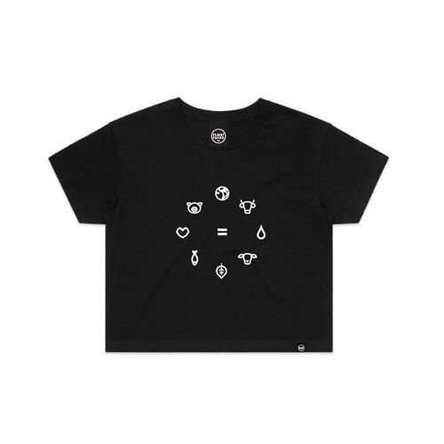 Equal Beings - White x Black Crop Tee - Medium - Black