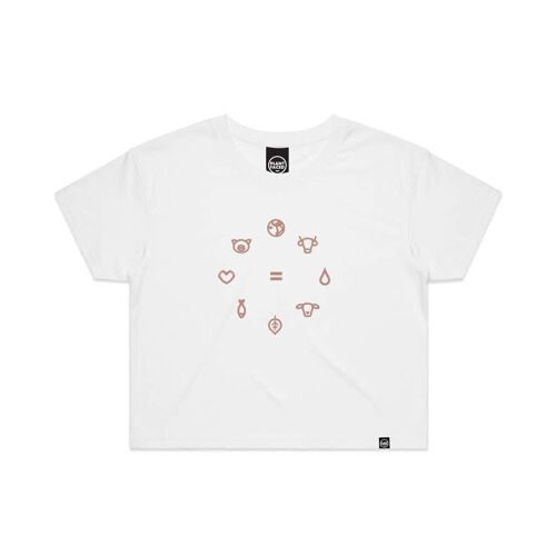 Equal Beings - White x Black Crop Tee - Large - White x Pink