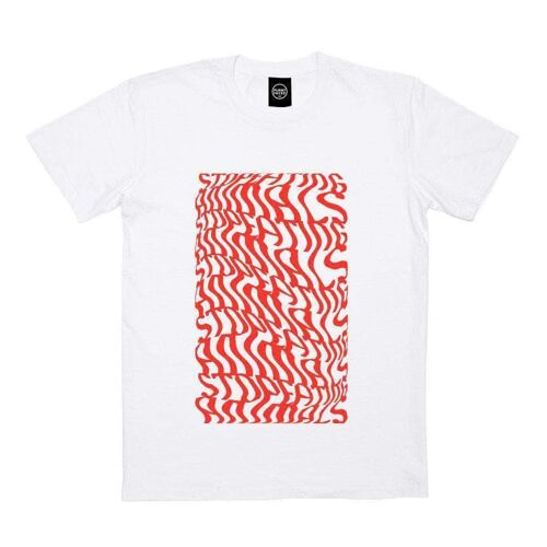Illusions Tee - Stop Eating Animals - White x Red - XS - White x Red