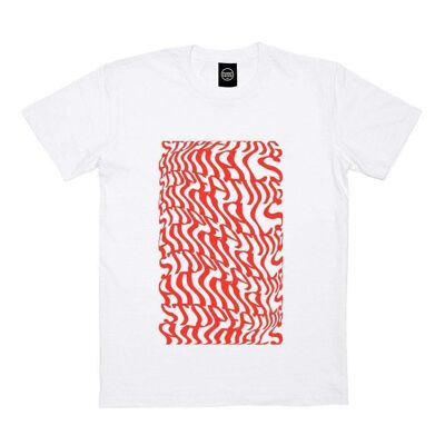 Illusions Tee - Stop Eating Animals - White x Red - XS - White x Red