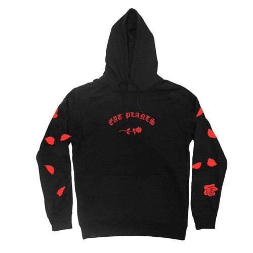 Eat Plants Scattered Roses - Hoodie - Heather Grey - Small - Black