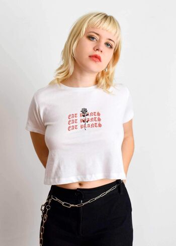 Eat Plants Goth Roses - Crop Top Blanc - Moyen - Blanc 3