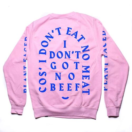 No Beef Sweater - Baby Pink x Electric Blue - Small - Baby Pink