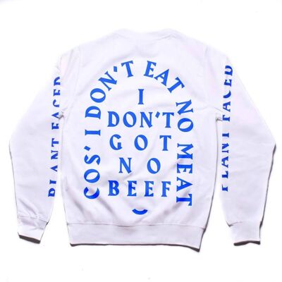 No Beef Sweater - Baby Pink x Electric Blue - Small - White