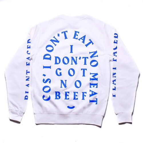 No Beef Sweater - Baby Pink x Electric Blue - Large - White