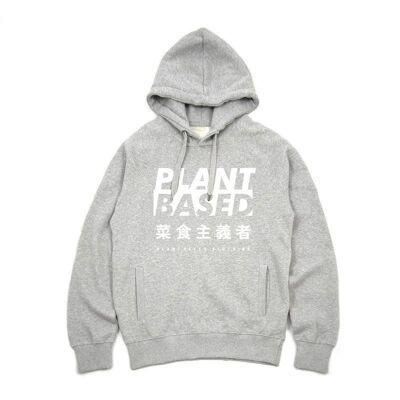 Sweat à capuche Kanji à base de plantes - Gris - Unisexe - Grand - Gris