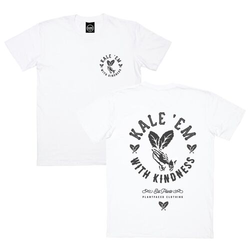 Kale 'Em With Kindness - Black T-Shirt - XS - White