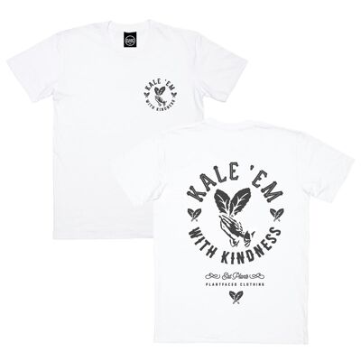 Kale 'Em With Kindness - Black T-Shirt - Medium - White