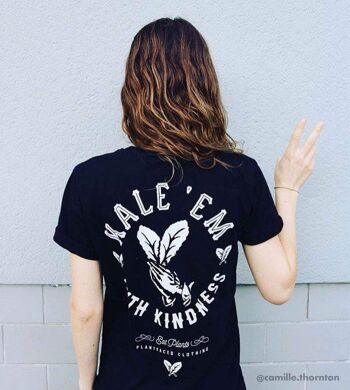 Kale 'Em With Kindness - T-shirt noir - Moyen - Blanc 3