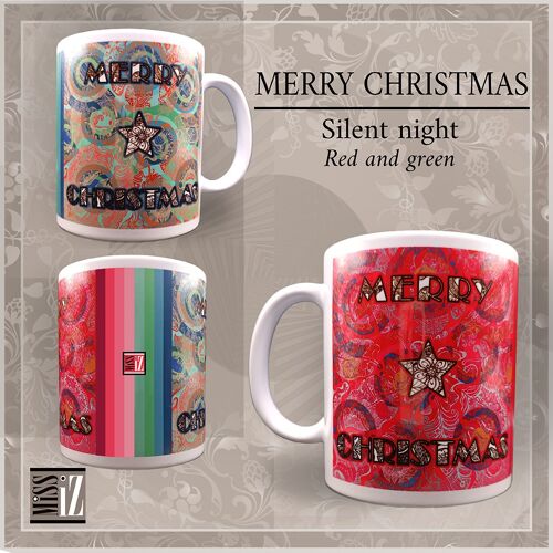 Mug - Noël - Douce nuit (version anglaise) - Rouge & vert