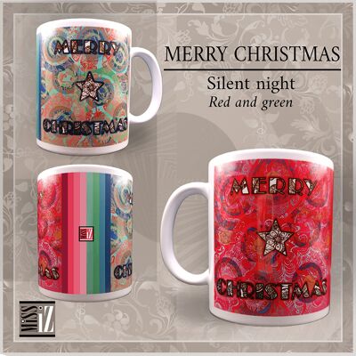 Mug - Christmas - Silent Night (english version) - Red & green