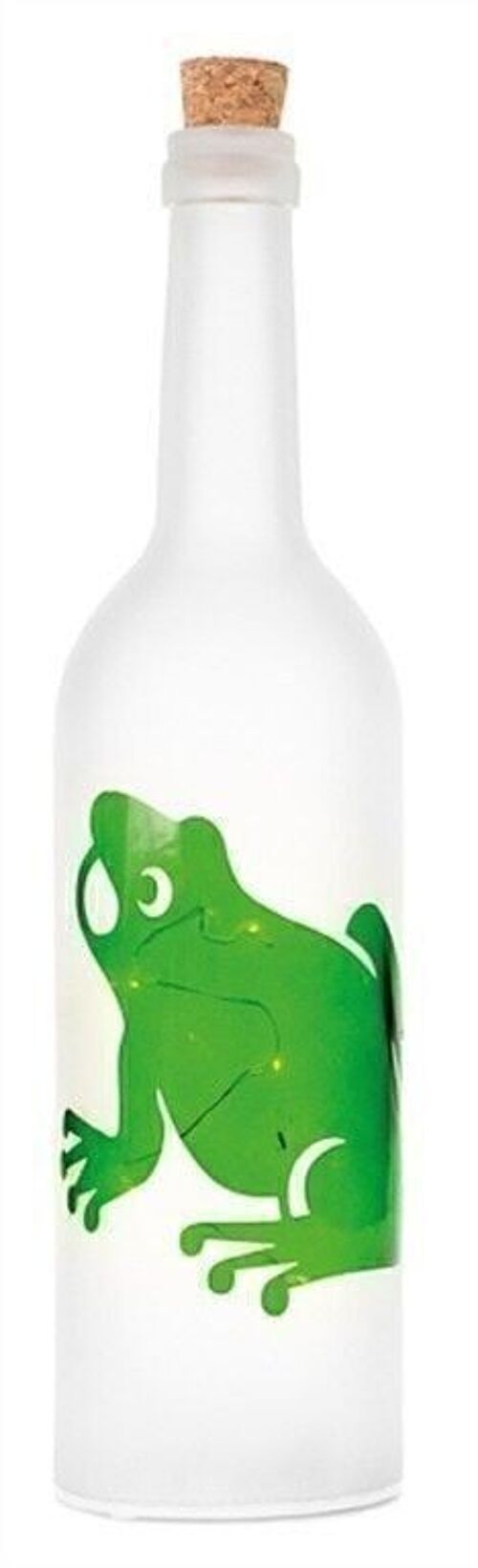 Flasche mit Frosch + LED 30 cm VE 12