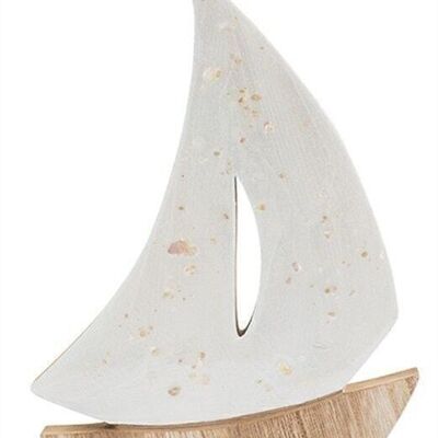 Sailing boat natural/white 26 cm PU 6