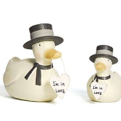 Pato con sombrero de copa "Estoy enamorado" 20x16 cm VE 2