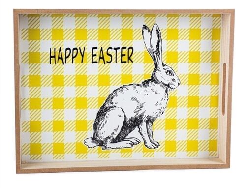 Tablett gelb mit Hase 40x30 cm VE 4