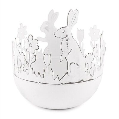 Tea light holder with rabbits and flowers 7/ø5 cm PU 12