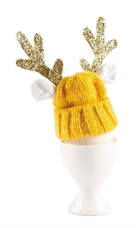 Egg warmer reindeer yellow 10 cm PU 12
