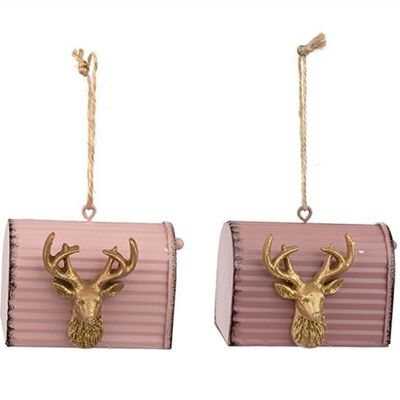 Trailer box with reindeer 2 sort. 8x6 cm PU 24