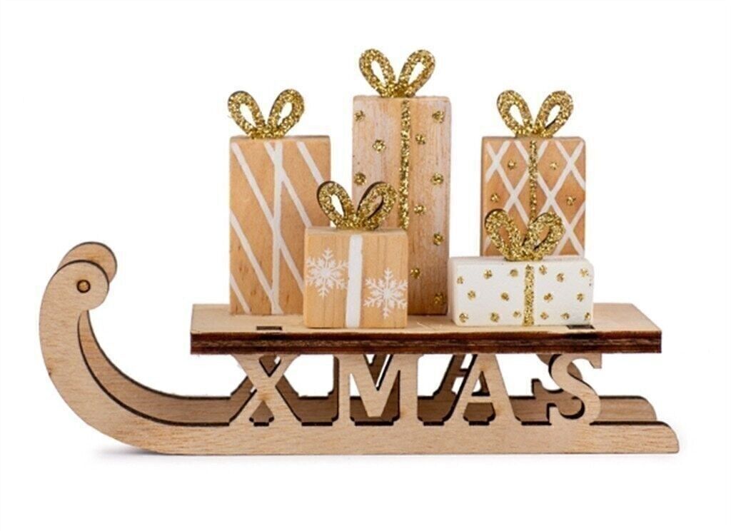 Schlitten mit Geschenken 13x8 cm VE 12