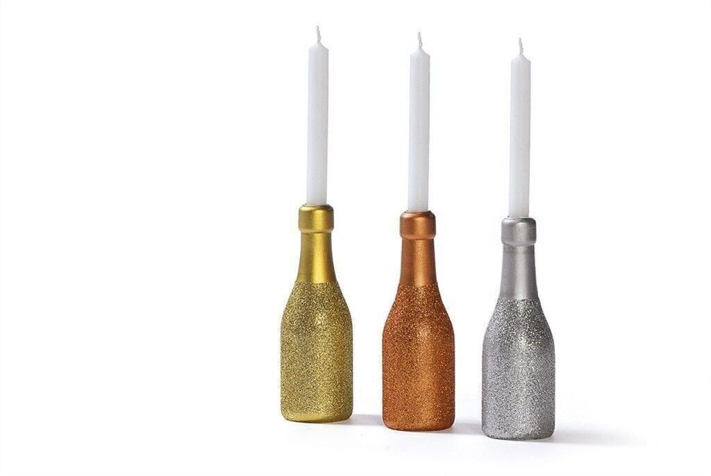 Albero portacandele bottiglia champagne 3 ass. 13 cm UI 24