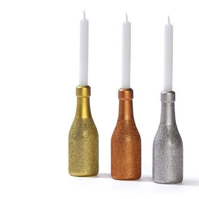 Tree candle holder champagne bottle 3 ass. 13 cm PU 24