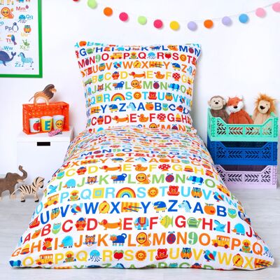 Children's bed linen ABC rainbow - child size