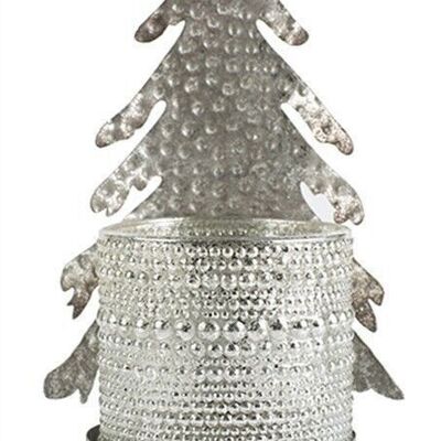Tealight holder fir silver 23 cm PU 6