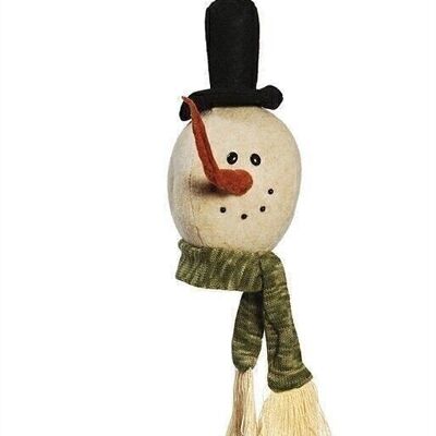 Colgante cabeza de muñeco de nieve con bufanda 18 cm PU 12