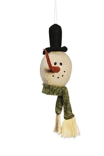 Pendentif tête de bonhomme de neige avec foulard 18 cm UE 12