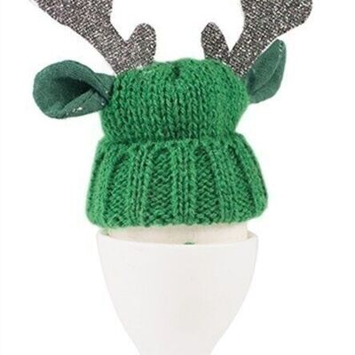 Egg warmer reindeer green 10 cm PU 12