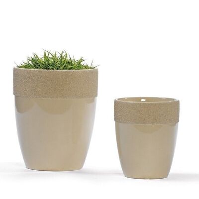 Flower pot beige PU 6 15 cm