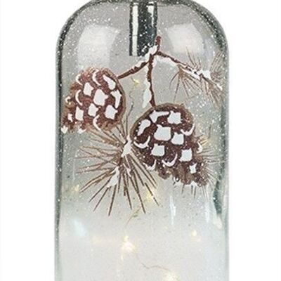 Bottle with pine cones LED 27 cm PU 6