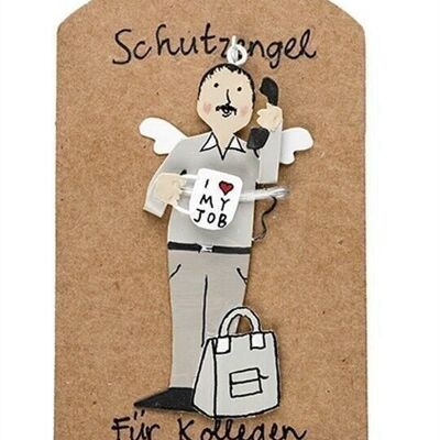 Guardian angel on card "For colleagues" 9 cm PU 8