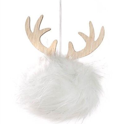 Pendant reindeer head white 11 cm PU 12