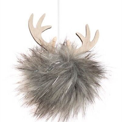 Pendant reindeer head gray 13 cm PU 12