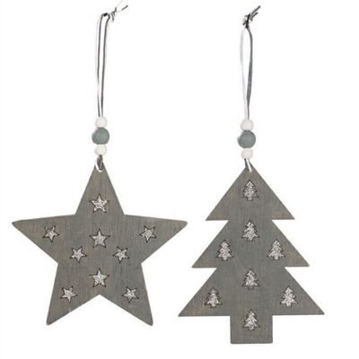 Pendant fir/star 2 sort. 11 cm PU 36