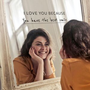 Autocollant miroir et stylo "Je t'aime parce que"
