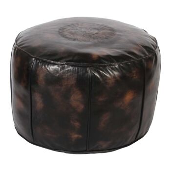 Coussin d'assise en cuir marocain Asli Noir 3