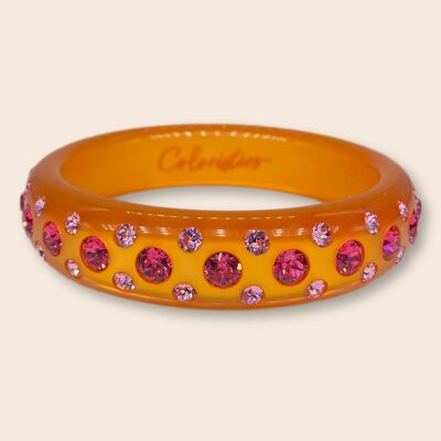 Bracelet jonc Catane orange aux accents roses